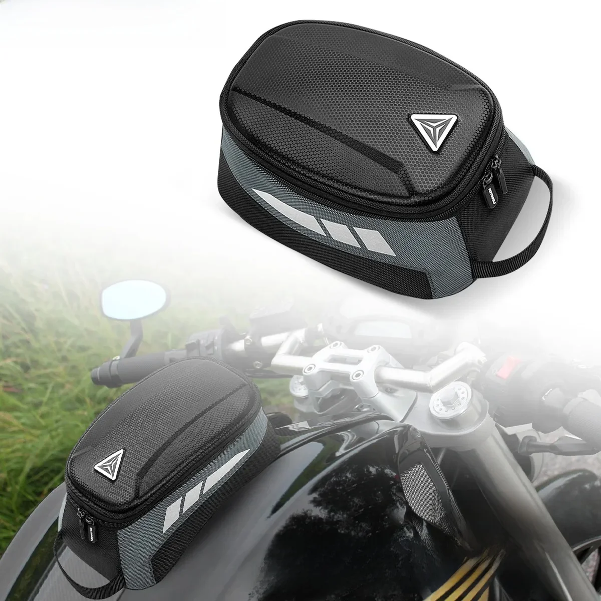 Magnetyczna torba motocyklowa na zbiornik EVA Hard Shell Torba motocyklowa na zbiornik paliwa 4,5L Przenośna torba na kartę Telefon Uniwersalna czarna — 2
