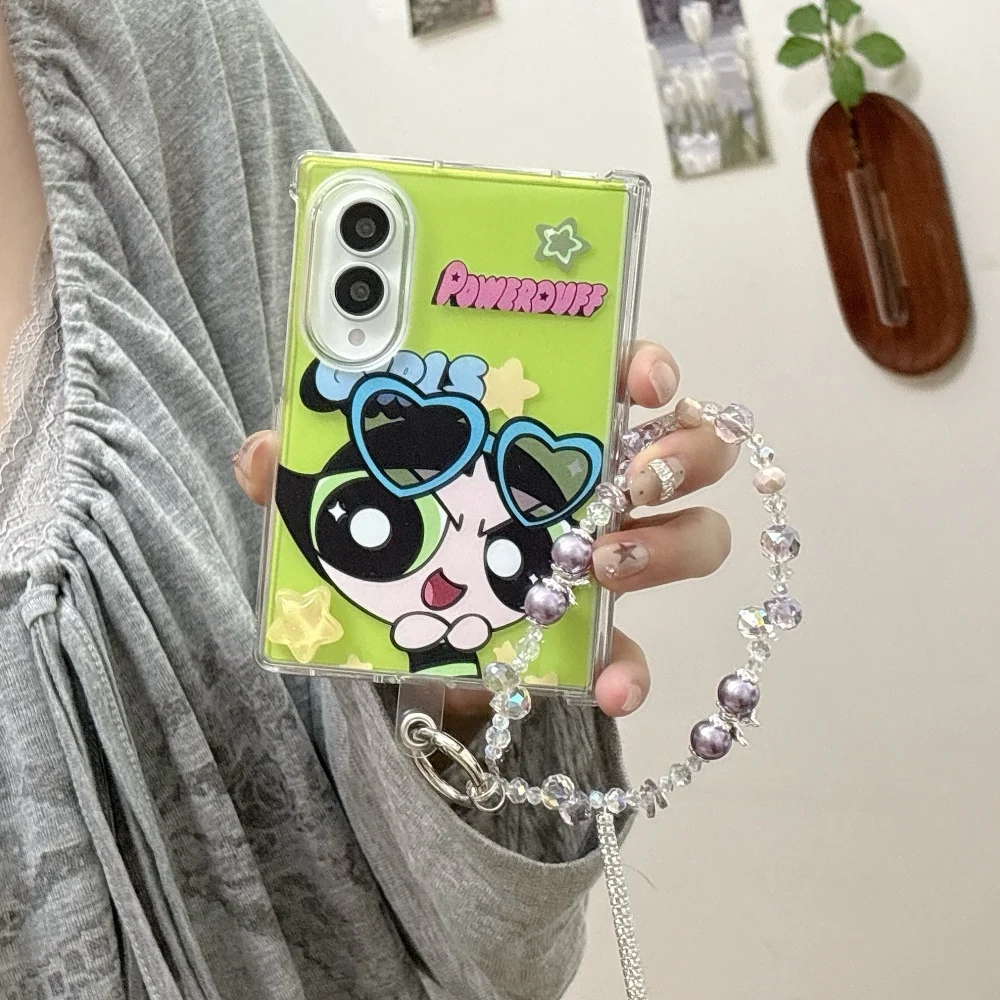 Urocze etui na telefon z króliczkiem dla Samsung Galaxy Z Fold 6 7 8 Fold 7 6 5 Fold 8 z łańcuszkiem, modne, urocze, odporne na wstrząsy. — zdjęcie produktu 2