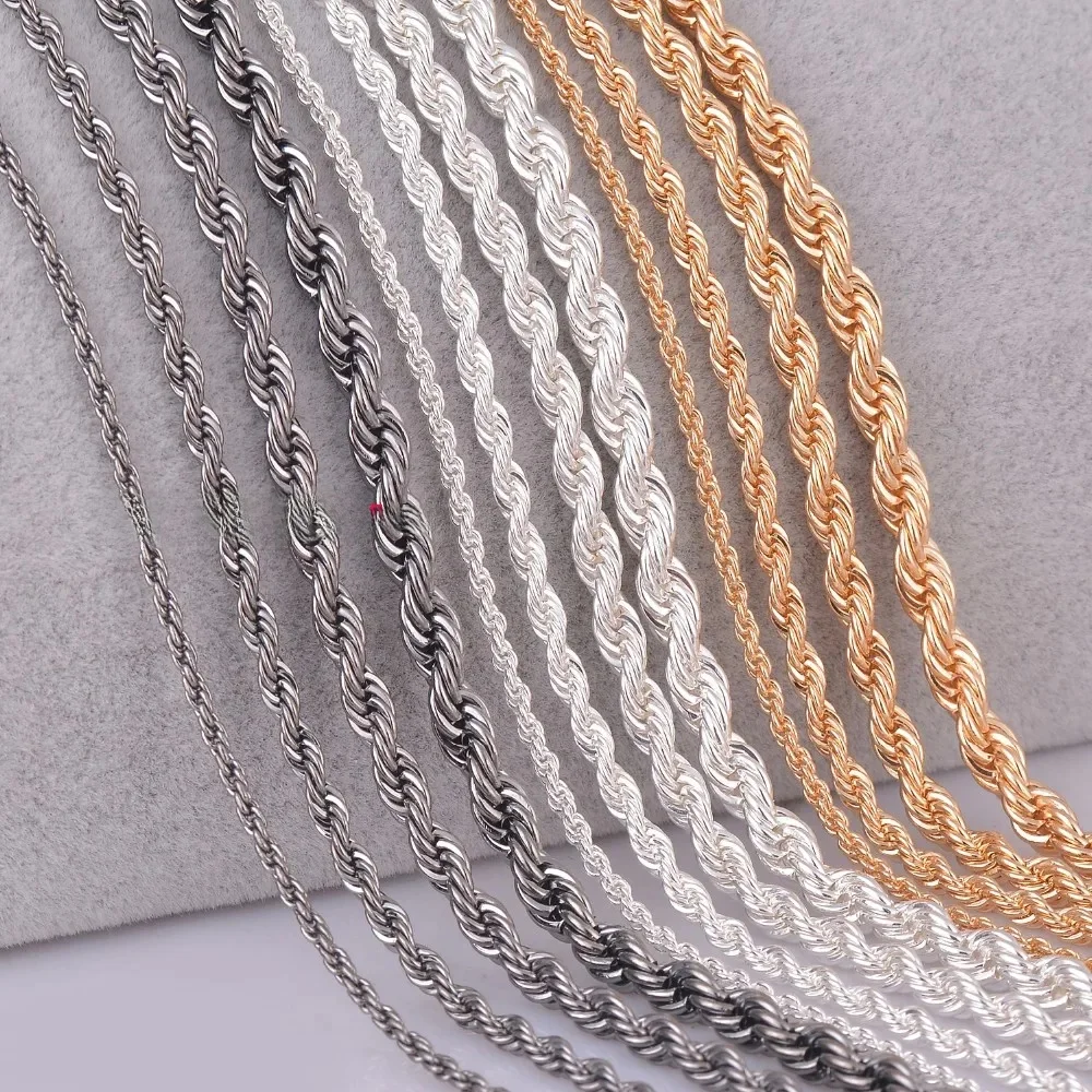 1Pc Wholsale 3 Colors Rope Chain Necklace For Women Men Width 2mm 3mm 4mm 5mm DIY Jewelry Making for pendant necklace bracelet — zdjęcie 2