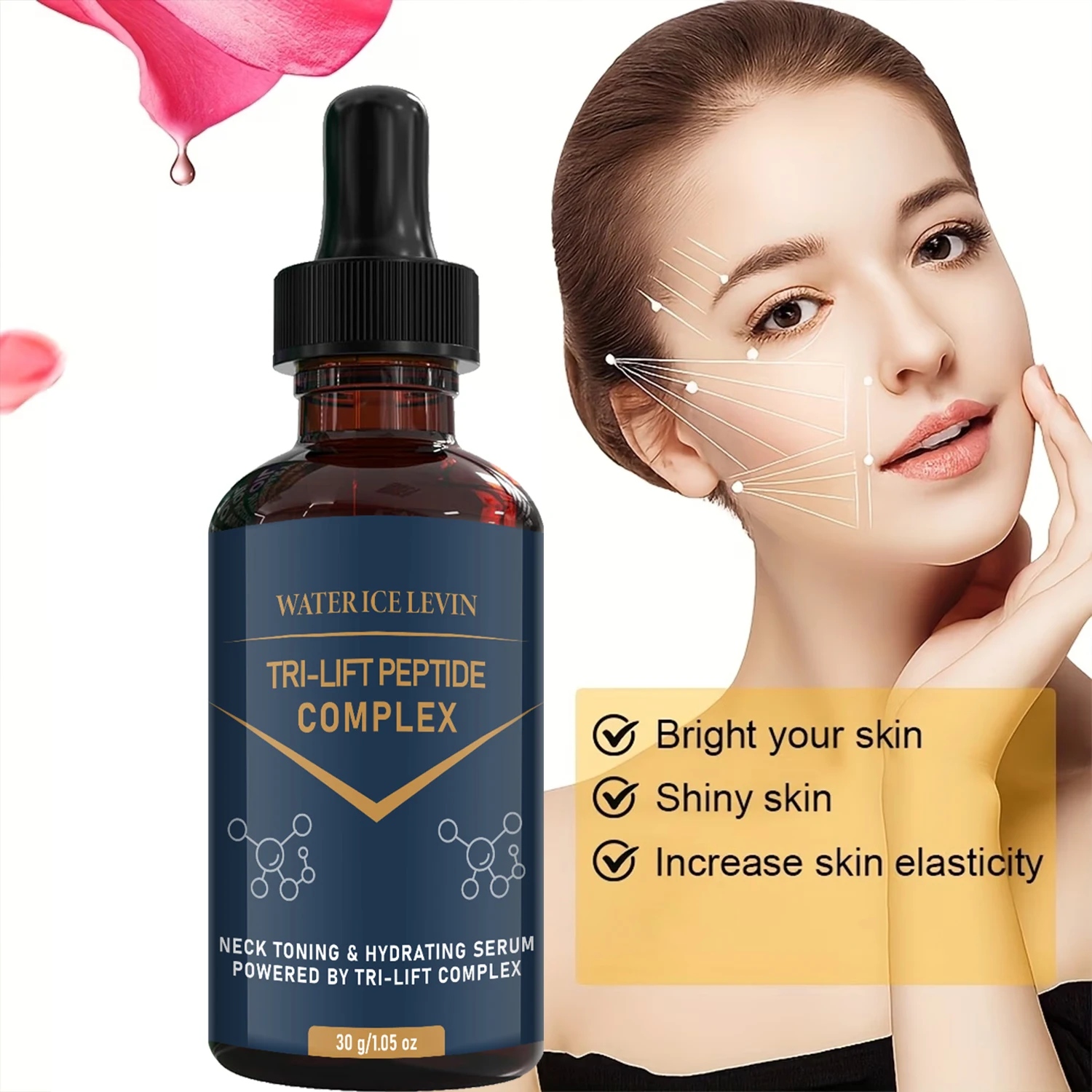 WATER ICE LEVIN Tri‑Lift Peptide Complex Serum 30g Moisturizing Nourishing Gentle Daily Neck & Facial Skin Care Serum