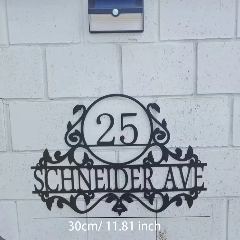 Custom Metal House Number & Street Name Sign - Personalized Iron Address Plaque for Outdoor, Home Decor -Gift for new year view 3