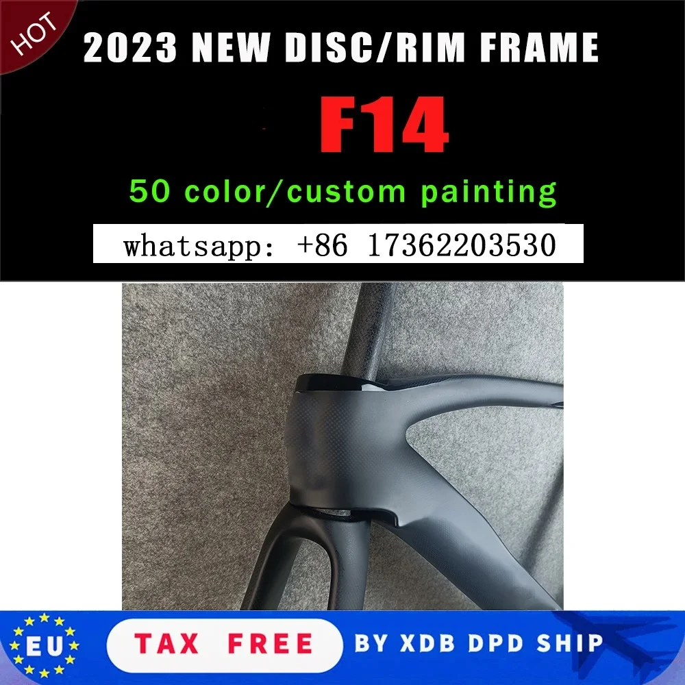 

T1100 1K F14 Frame 100 colors carbon road bike frame Rim Disc Brake Bicycle Direct Mount Brake Frameset XDB DPD available