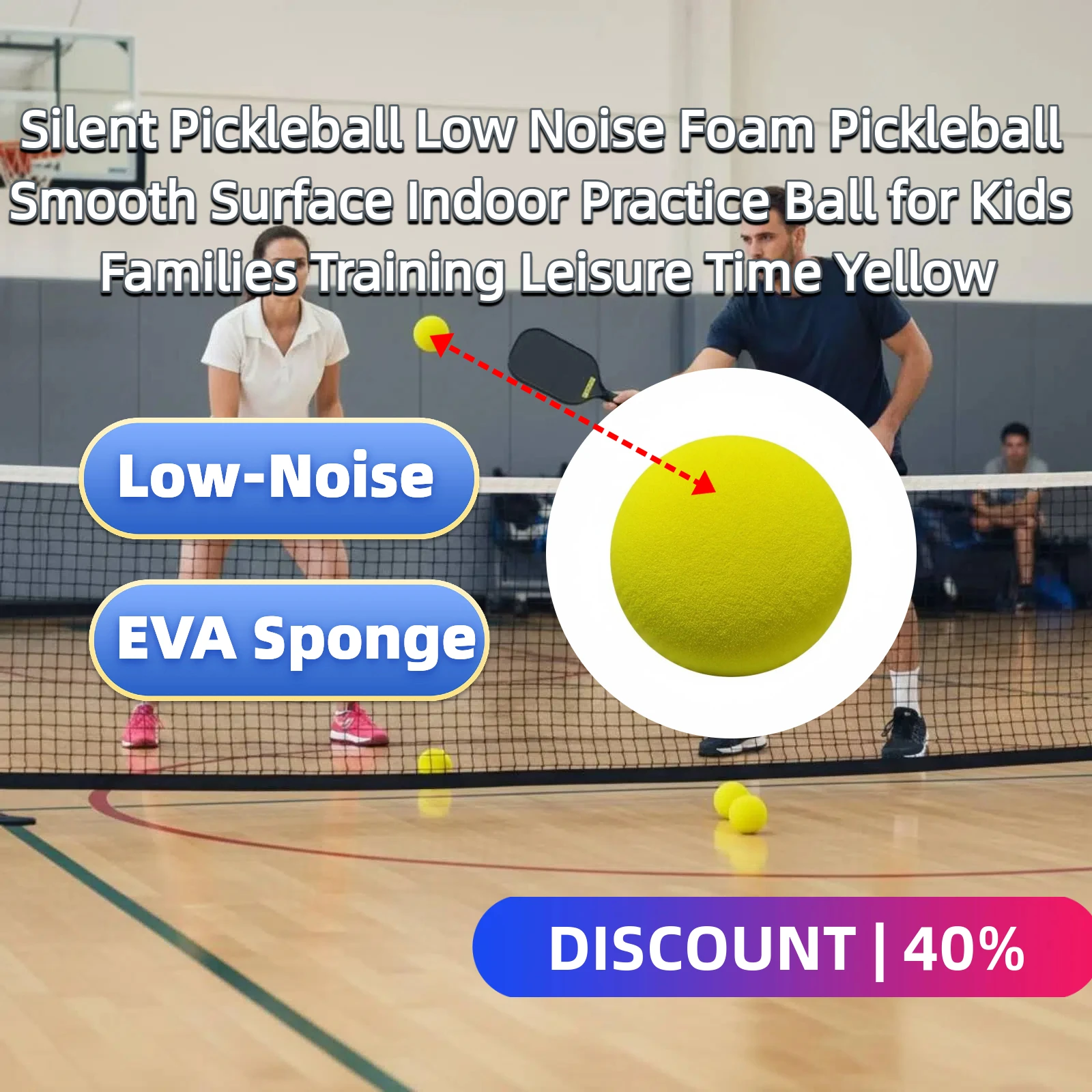 

Silent Pickleball Low Noise Foam Pickleball Smooth Surface Indoor Practice Ball for Kids Families Training Leisure Time Yellow