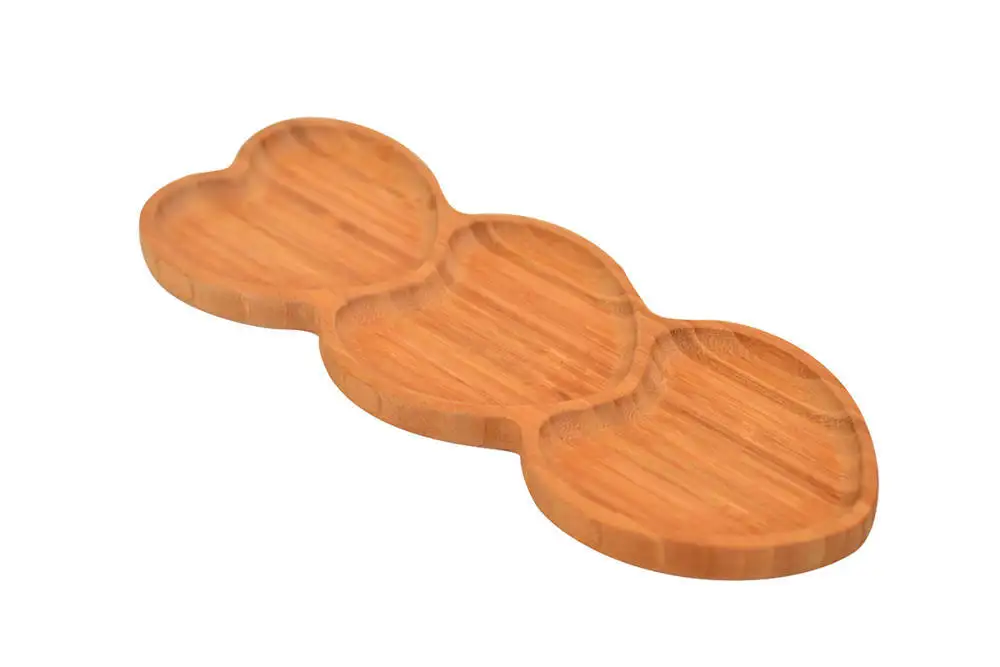 

Heart Shaped Wooden Valentine’s Day Decor Bamboo Snack Plate Serving Set Breakfast Dinner Decorative for Kitchen Accessories