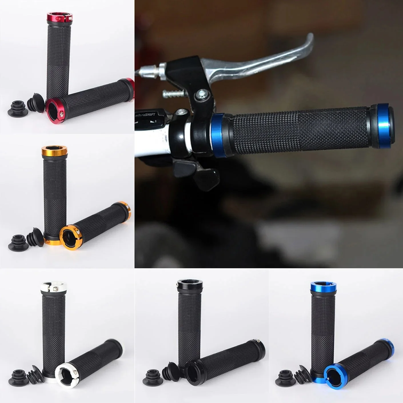 AliExpress ECIOSL PE Rubber MTB Alloy Cuffs Bilateral Lock Bicycle Handle Grip Anti-skid Cycling Handlebar Sleeve BMX Bike Accessories