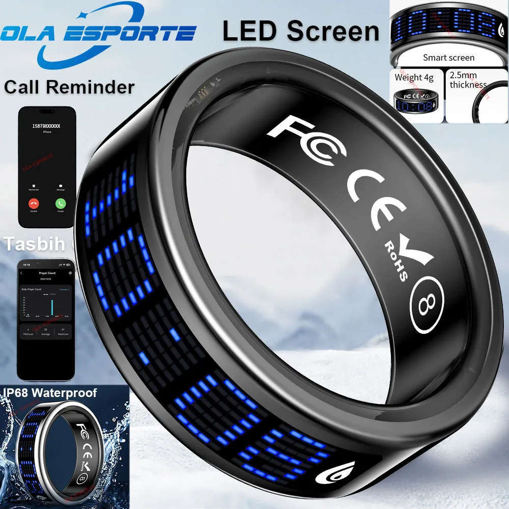 Smart Ring Stainless Steel Fitness Tracker, Bluetooth Health Ring with Charging Base, Heart Rate, Blood Oxygen SpO2 & Sleep Monitoring, IP68 Waterproof SmartRing for Men Women USA Free Shipping
