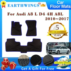 Tapetes de carro para Audi, 5 assentos, painel de tapetes, almofada protetora, premium, personalizado, tapete de pé, acessórios, A8 L, D4, 4H, A8L, 2010 ~ 2017