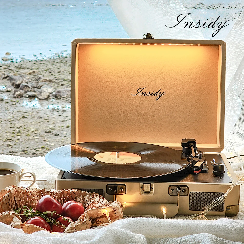 [Fully Wireless] INSIDY Portable MUd Lo LP Turntable Bluetooth Speaker Premium Handmade IBT-Retro LED