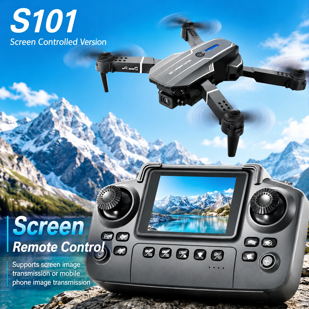 ZNLYRION RC Drone with HD Dual Camera 2.4Ghz  Altitude Hold Path Planning Flight 3-Speed Adjustable Foldable Drone Toy