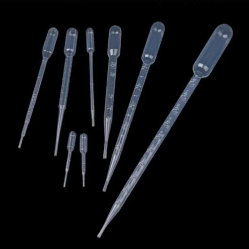 Pipette de laboratoire jetable en plastique, récipient gradué, compte-gouttes de liquide, paille, 0.2 / 0.5 / 1/2/3/5 / 10ML, 10 pièces
