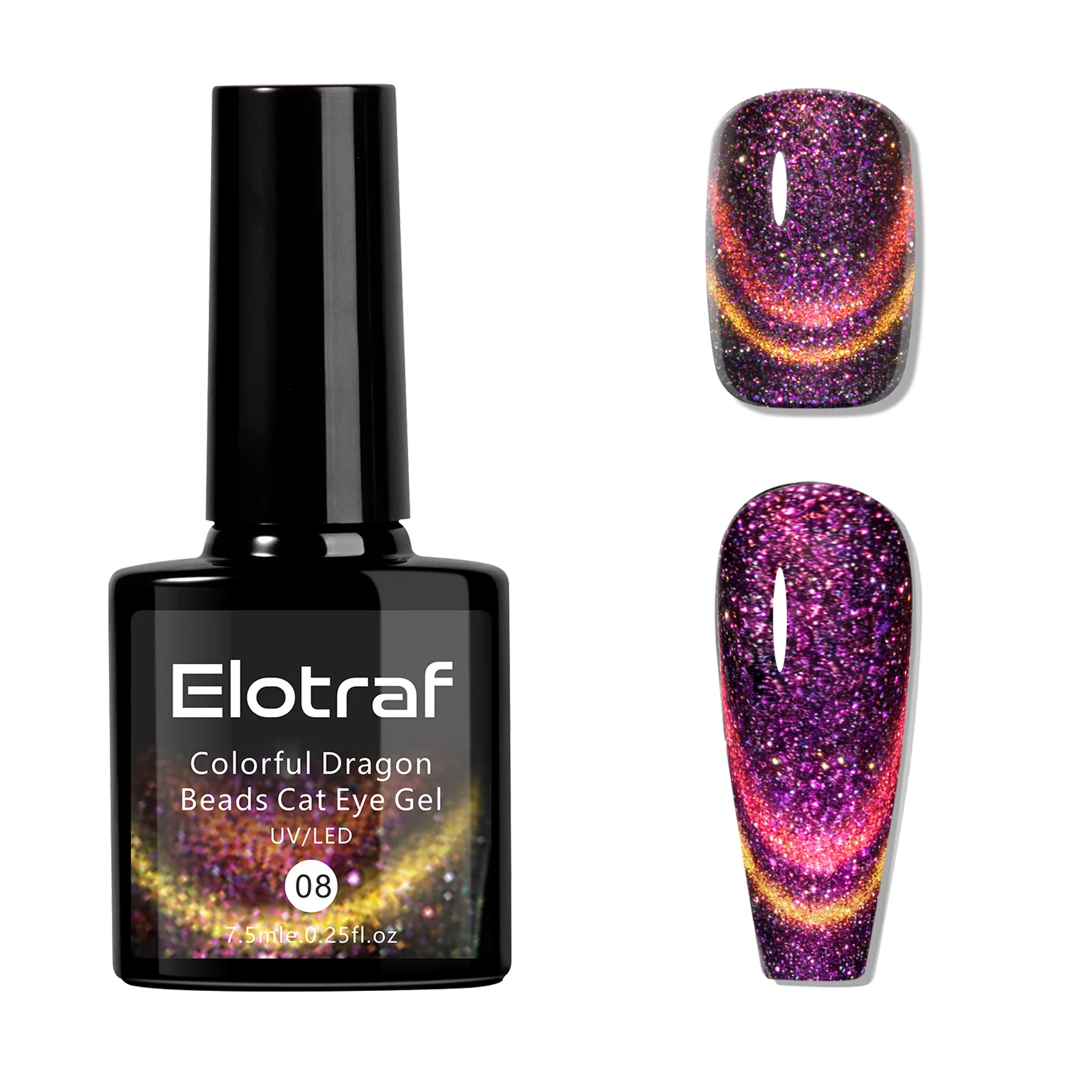 

Гель-лак Elotraf Cat Eye, 9D голографический эффект хамелеона и двойные волшебные цвета, УФ-отверждаемый, для профессионального использования в салонах