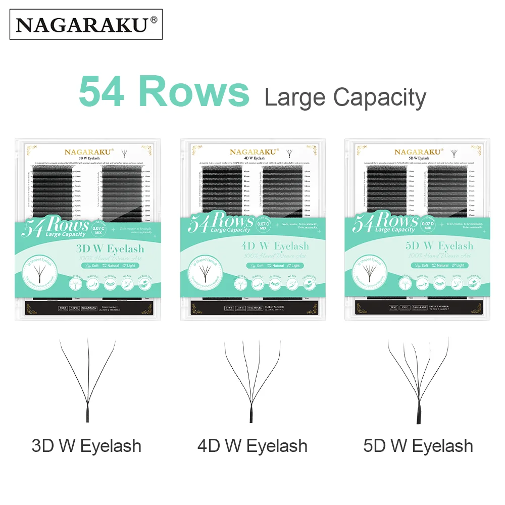 NAGARAKU 8640 fan 3D/4D/5D W شكل 54 صفًا من الضوء الطبيعي الناعم مراوح منسوجة يدويًا ملحقات رموش صناعية على شكل زهرة أوتوماتيكية #1