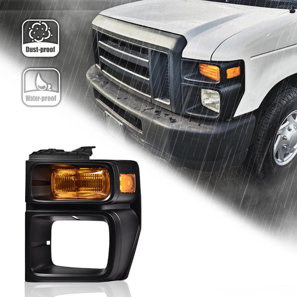 

Headlight Trim Bezel with Parking Turn Signal Light Lamp Left Lh Driver Fit for E150 E250 E350 Black Waterproof Sturdy Dustproof