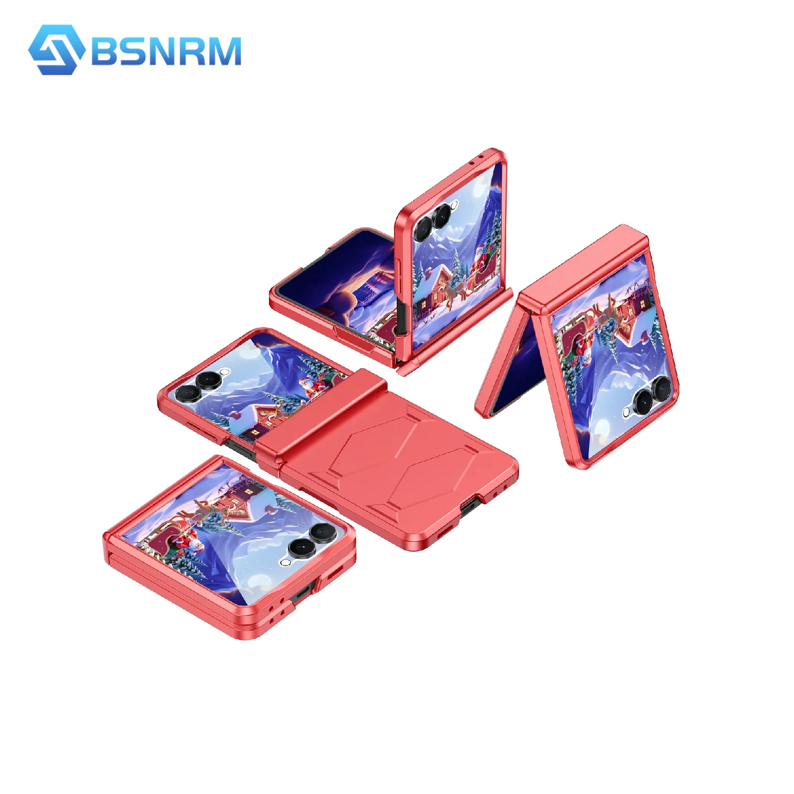 

Рождественский подарок, защитный чехол для телефона Galaxy Z Flip 7, с нескользящей текстурой, защитой шарниров, беспроводной зарядкой, розово-красный цвет