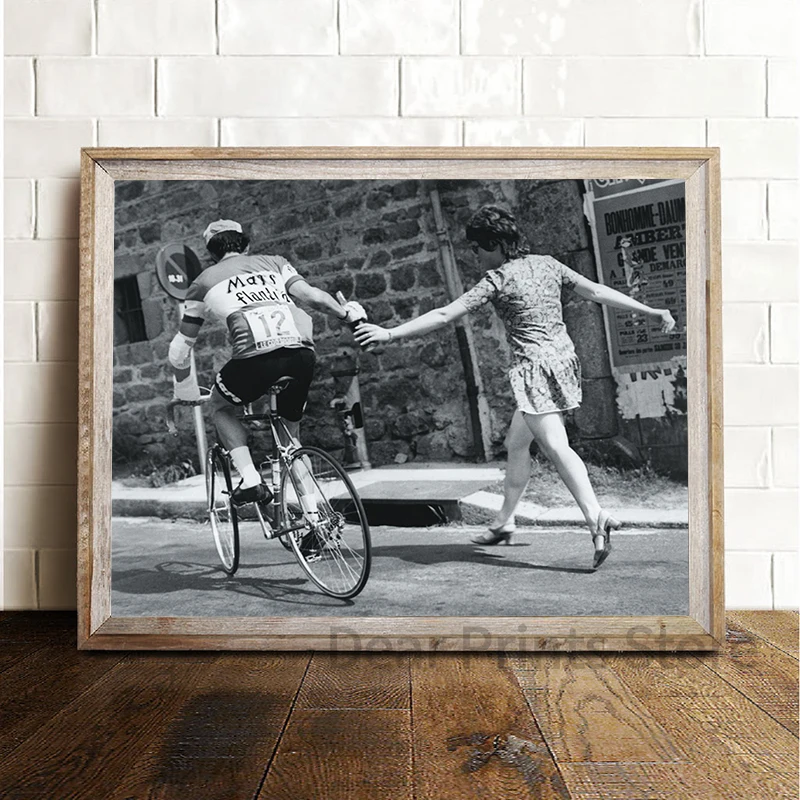 جولة دي فرنسا طباعة خمر روجر دي Vlaeminck "الساقين القاتل" التصوير المشارك الدراجات قماش اللوحة دراجة دراجة جدار ديكور