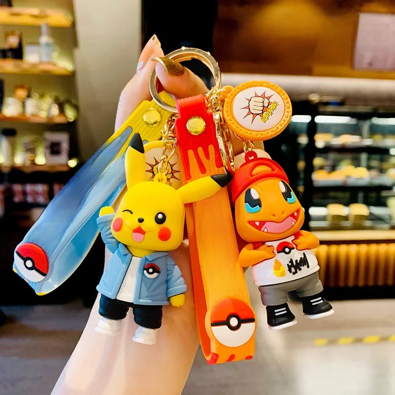 Pokemon sleutelhanger anime figuren Pikachu cartoon sleutelhanger Charmander Psyduck mode tas sleutelhanger hanger accessoires speelgoed kind cadeau - afbeelding 2