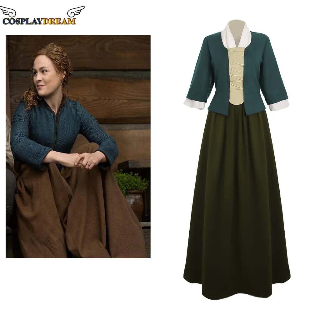 Tv Outlander Cosplay Kostuum Schotse Hoogland Jurk Kostuum Blauwe Jurk Pak Middeleeuwse Rococo Jurk Baljurk