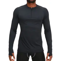 Mens 1/4 Zip Compression Shirts with Thumb Holes Base layer Long Sleeves Moisture Wicking Athletic Tee Active Fishining Blouse