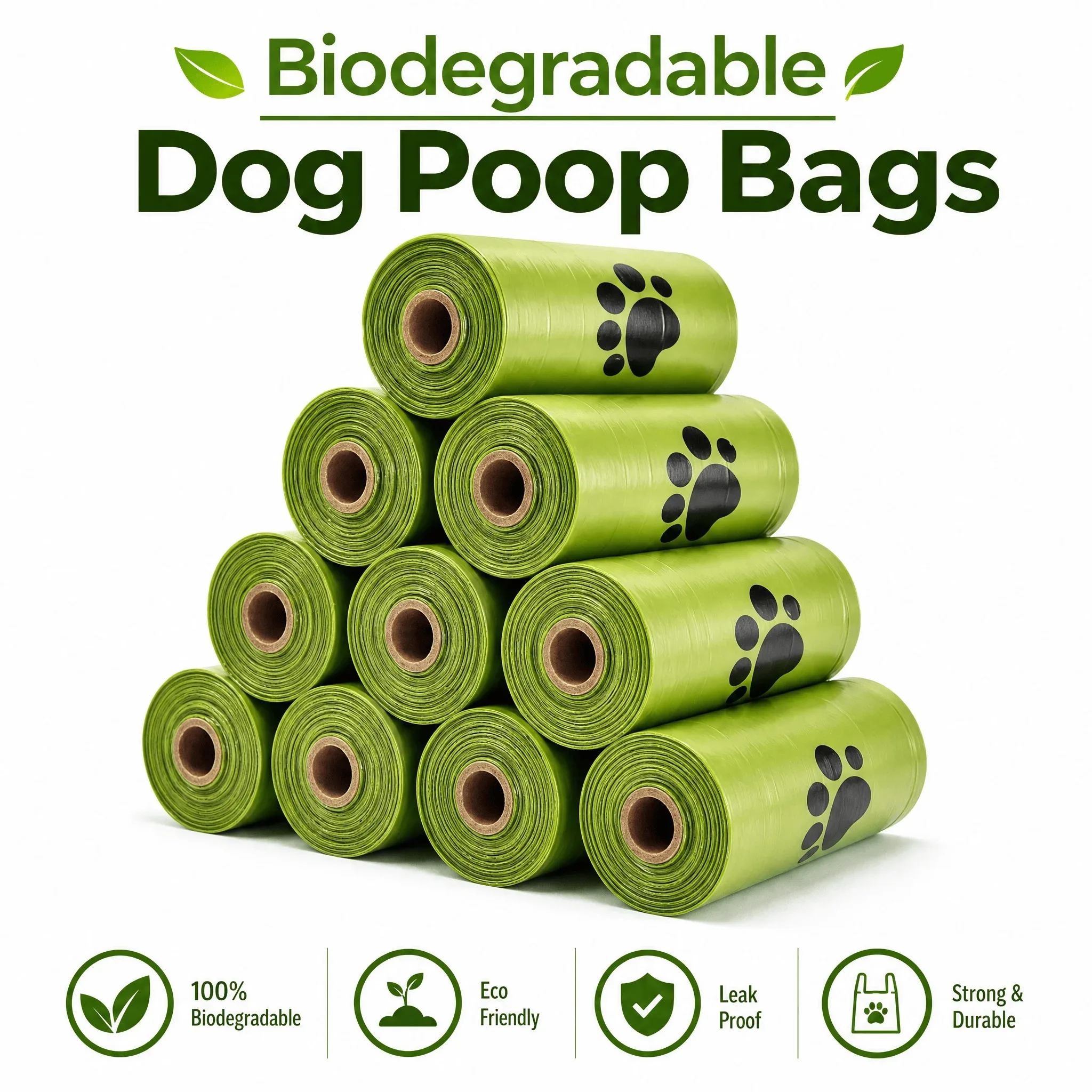 Biodegradable Dog Poop Bags Disposable Eco-Friendly Thicken Leak‑Proof Garbage Bag for Puppy Walking Outdoor Travel Pet Supplies