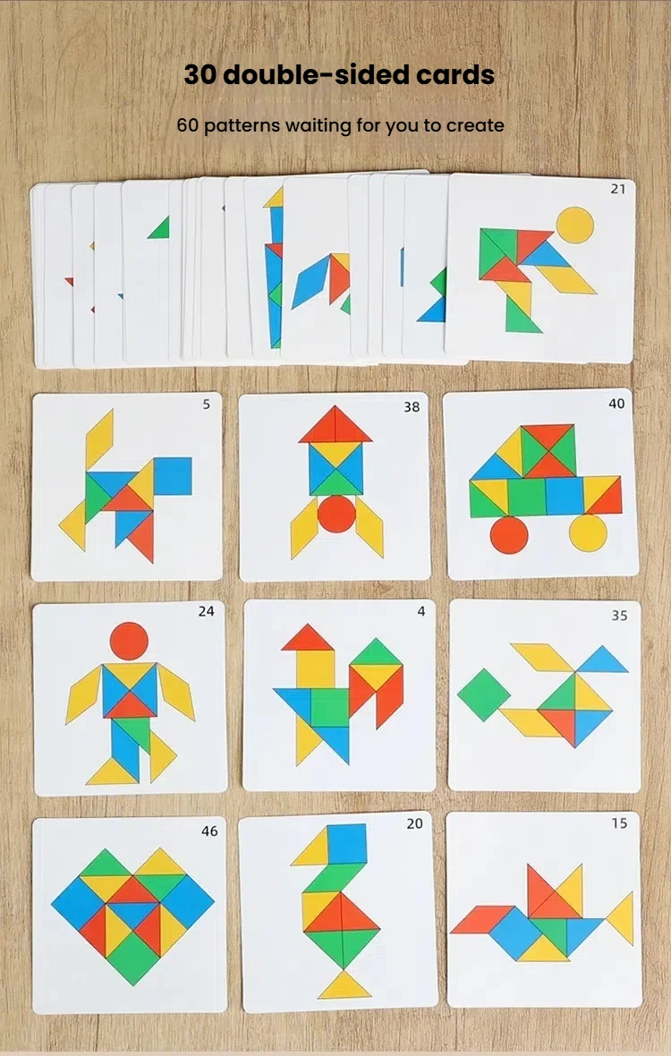 Montessori Spiegel Puzzle Spielzeug für Kinder Holz Frühe Pädagogische Spielzeug Logisches Denken Raum Training Gehirn Spiel Reise Spielzeug Geschenke – Detail 19