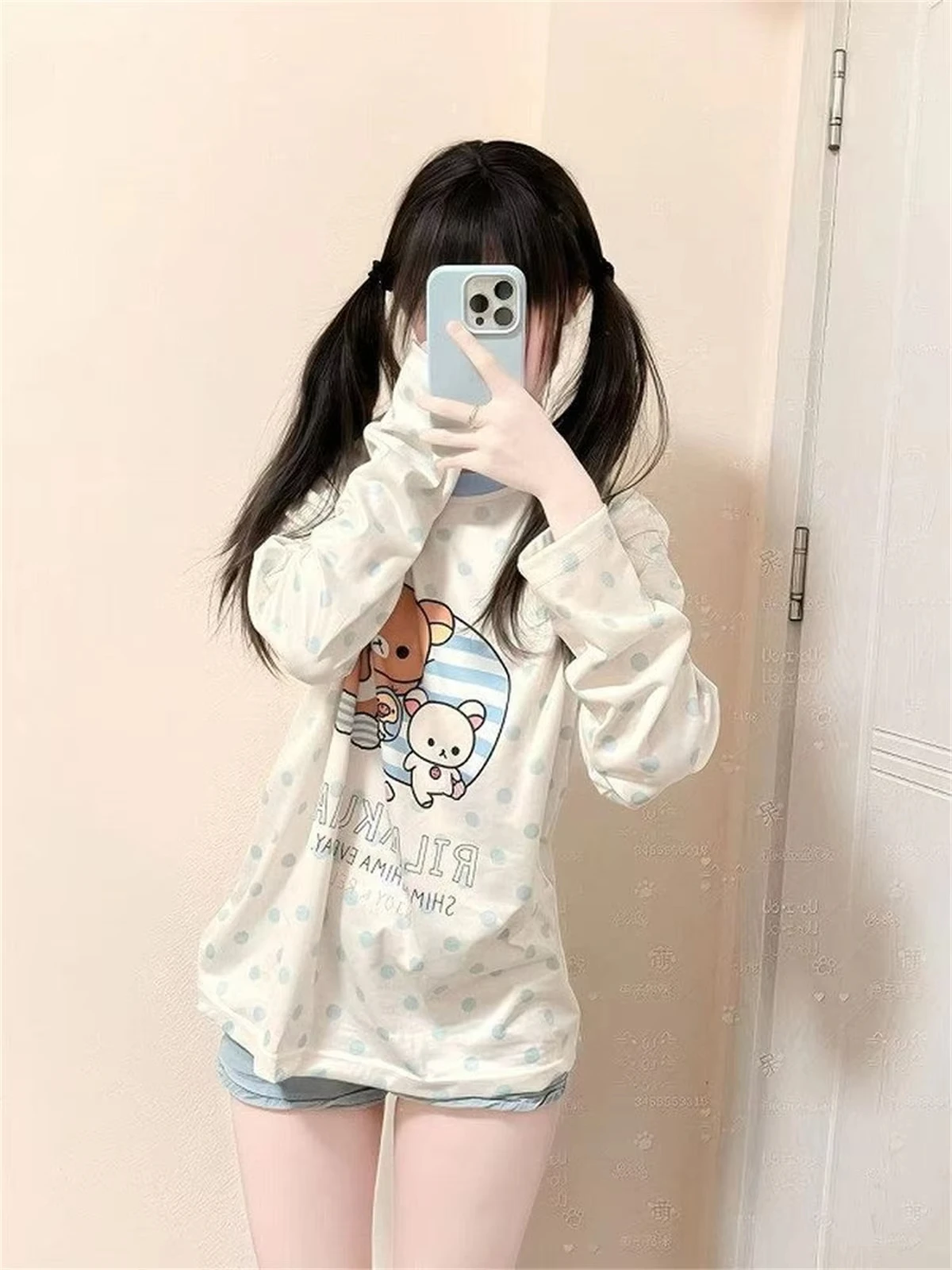 Cute Cartoon Tshirt Hip Hop Pink T-shirt Boyfriend Korea T Shirt Long Sleeve Loose Striped Tshirt Streetwear Autumn Tops Girl view 6