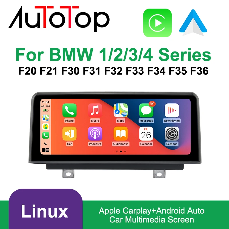 شاشة AUTOTOP CarPlay لسيارات BMW 1 2 3 4 Series F20 F21 F30 F31 F32 F33 F34 مشغل وسائط متعددة للسيارة Carplay اللاسلكي Android Auto #1