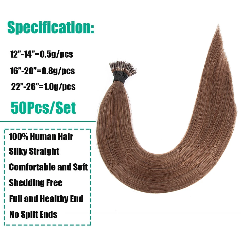 100 Stuks & 50 Stuks Rechte Nano Ring Hair Extensions 32 Kleuren Europese Micro Kralen Ring Human Hair Extensions 0.5g/0.8g/1g/Strand