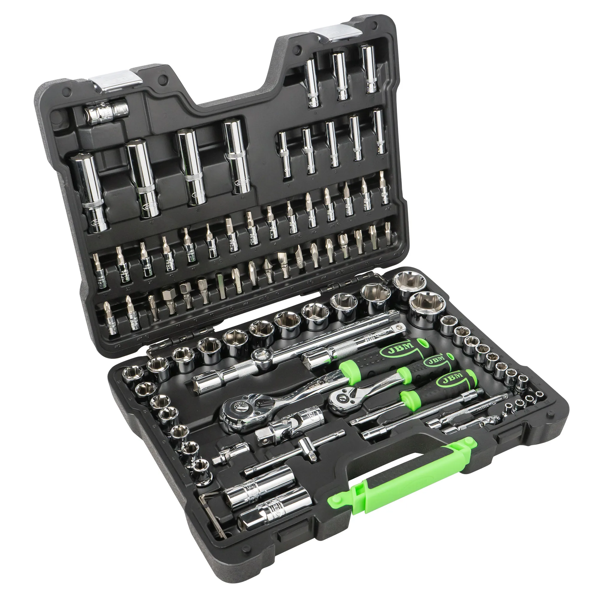 54049 Model 94 PCs JBM tool case with Chrome hex cups-full set of hand tools for home. Motorcycle, car and engine, excellent price