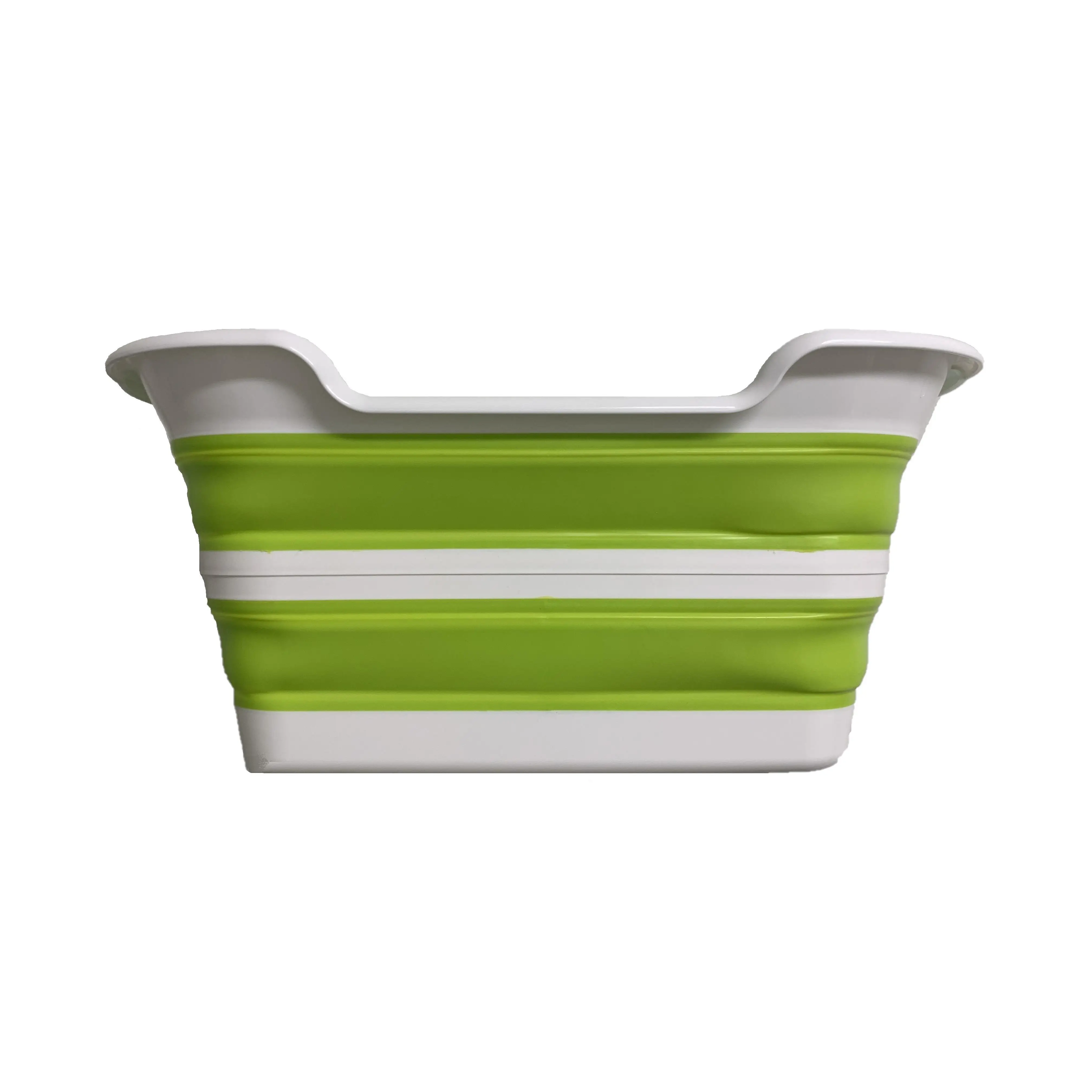 BALDE RECTANGULAR PLEGABLE VERDE AMIKO CON MEDIDAS 60,5x40x28/8 Y 27 LITROS DE CAPACIDAD
