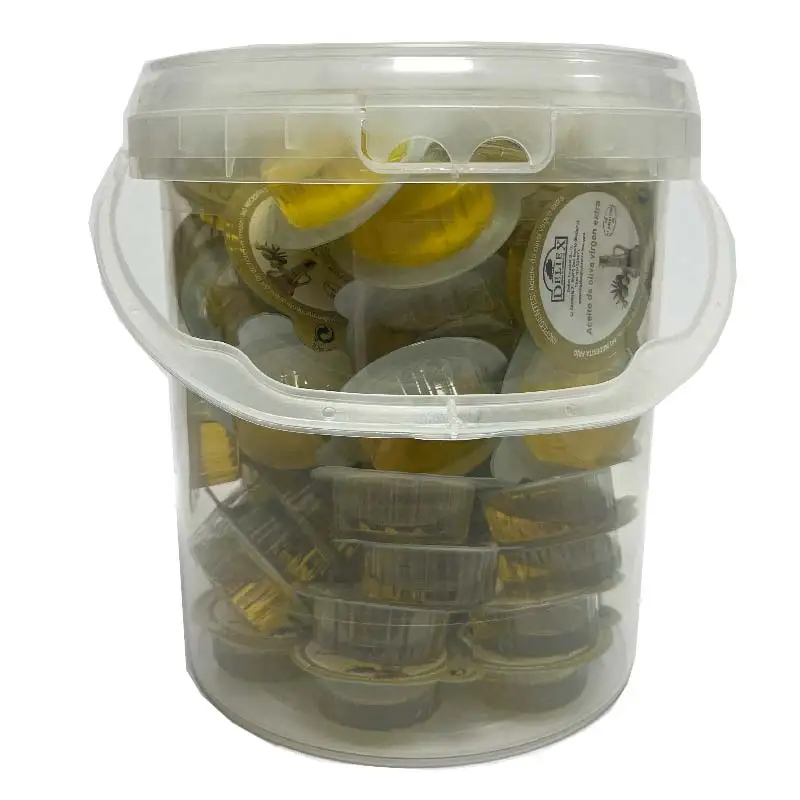 Deliex. 80 monodois de aceite de oliva en cubo, aceite de oliva virgen extra en pequeñas porciones de 10 ml x 80 tarrinas.