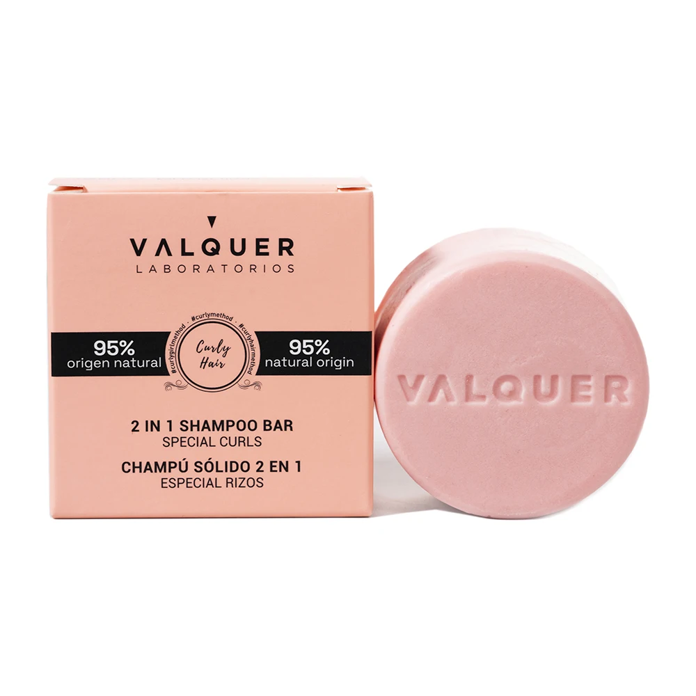 Valquer Laboratorios Champú Sólido para Método Curly 2 en 1 - Especial Rizos con Hidratación Extra y Control de Encrespamiento 70gr