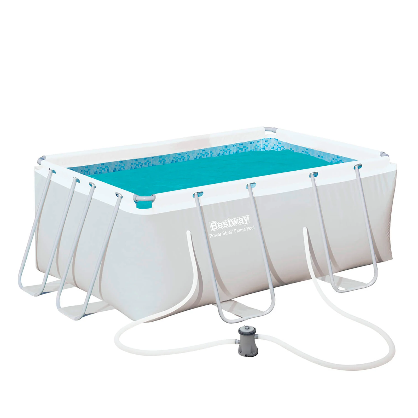 Bestway Piscina Desmontable Tubular Rectangular Bestway Power Steel 287x201x100 cm con Depuradora de cartucho 1.249 L/H