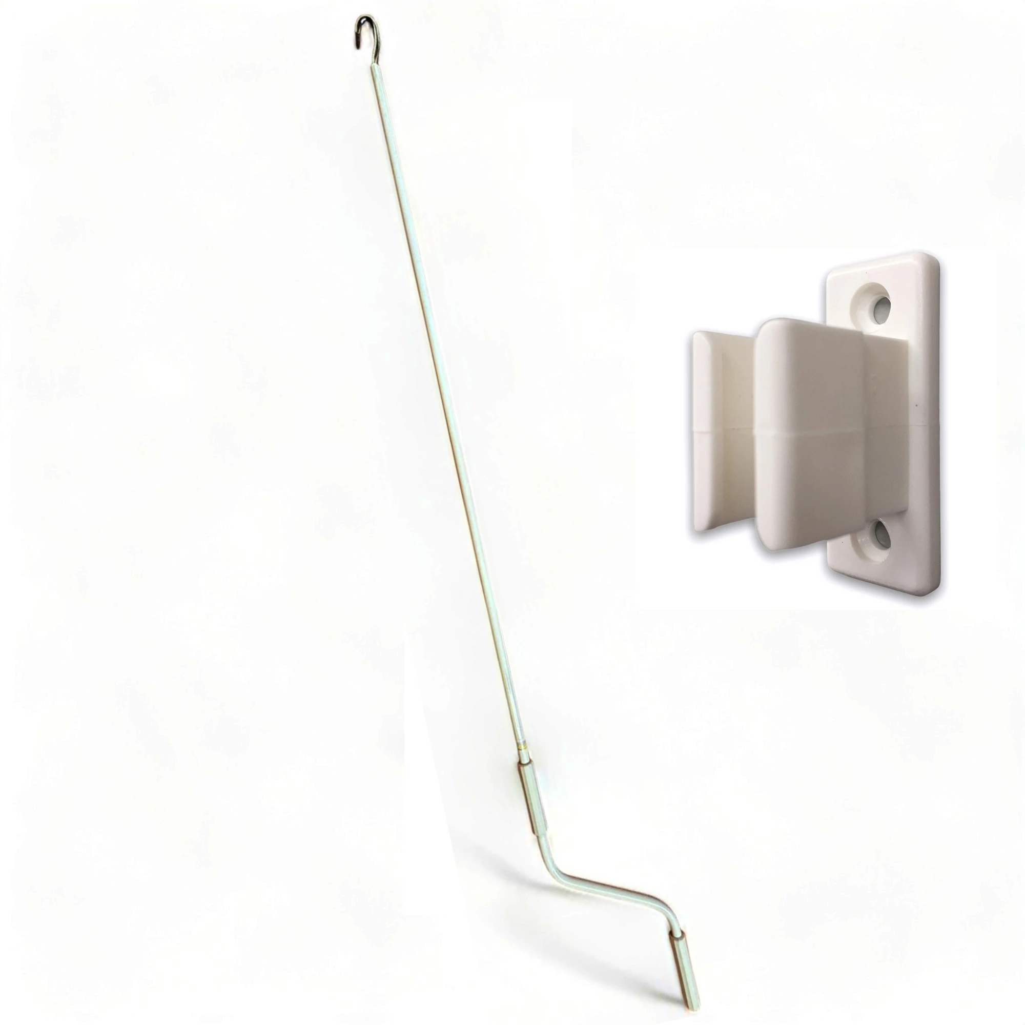 Teletoldo – Manivela Profesional para Toldo  ● Tubo de Acero + Maneta de Poliamida + Gancho de Zamak ● Incluye Soporte de Pared con Tornillos
