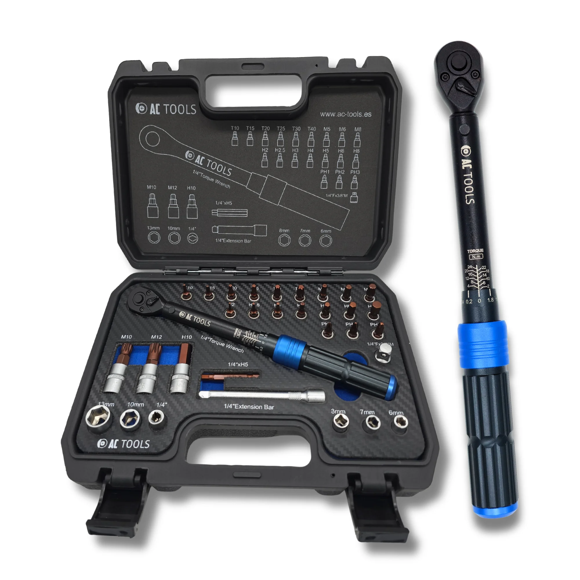 Llave Dinamométrica AC Tools 1/4" 2-24 Nm, Reversible - Certificada 🛠️