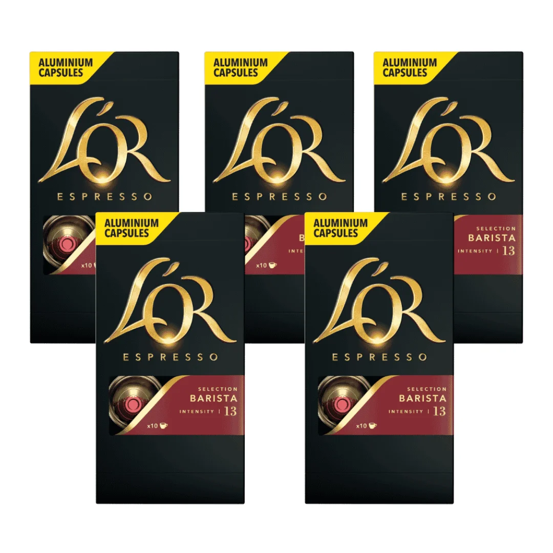 Pack 5 x L'OR Cafe Espresso Cápsulas Barista 10 Uds Compatibles con Maquina Nespresso - Qumir