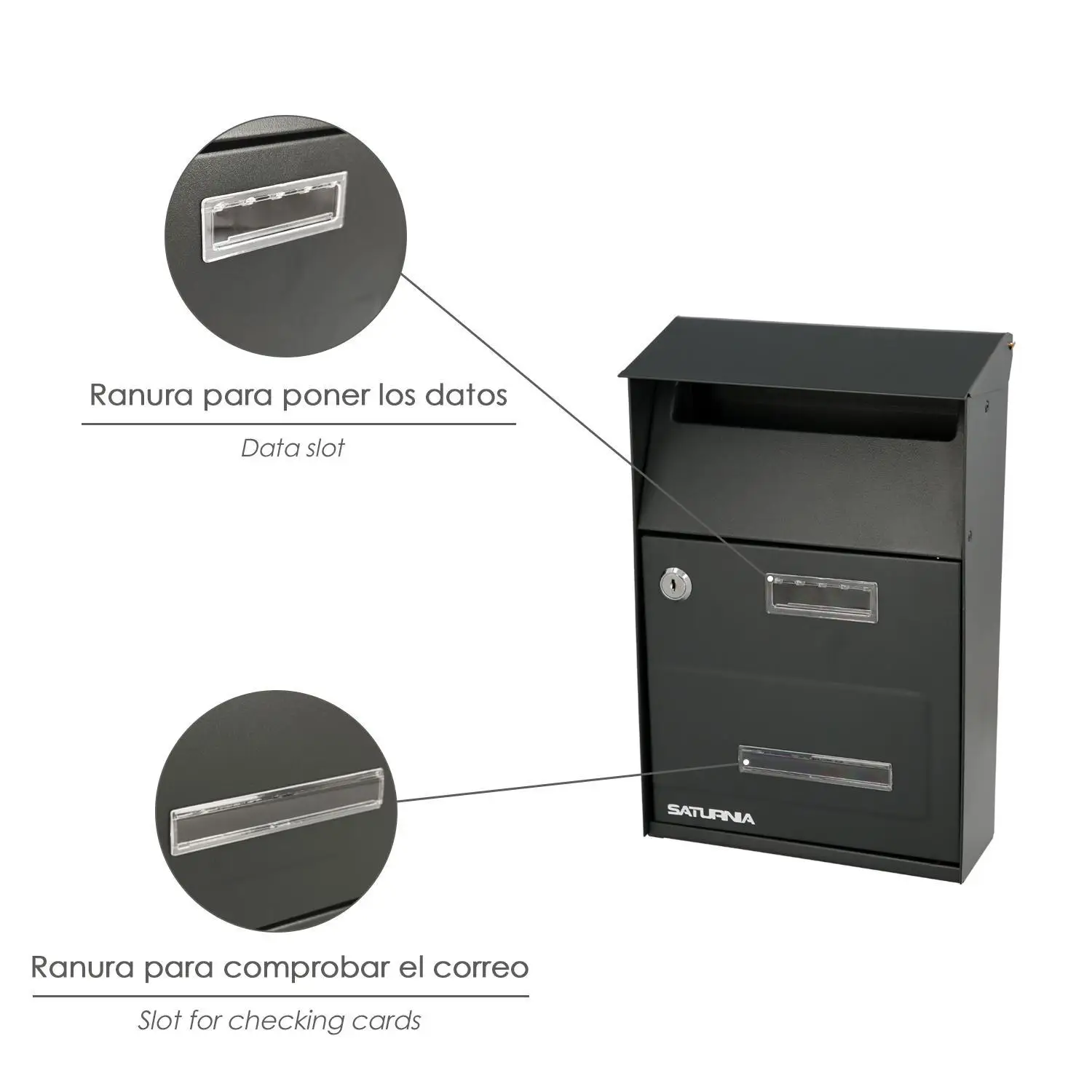 Exterior mailbox country dark gray 215x320x105mm.