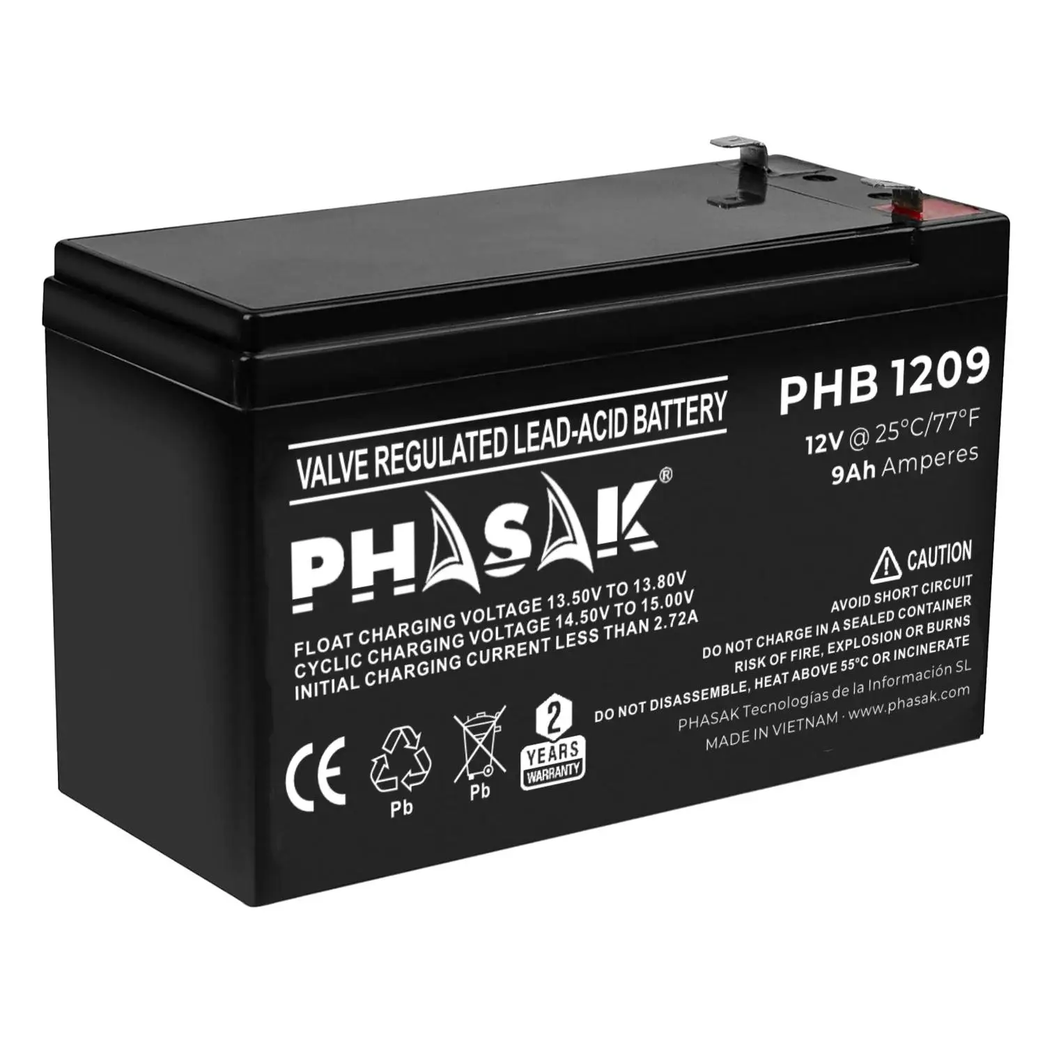 Phasak-battery 12V 9Ah - PHB 1209