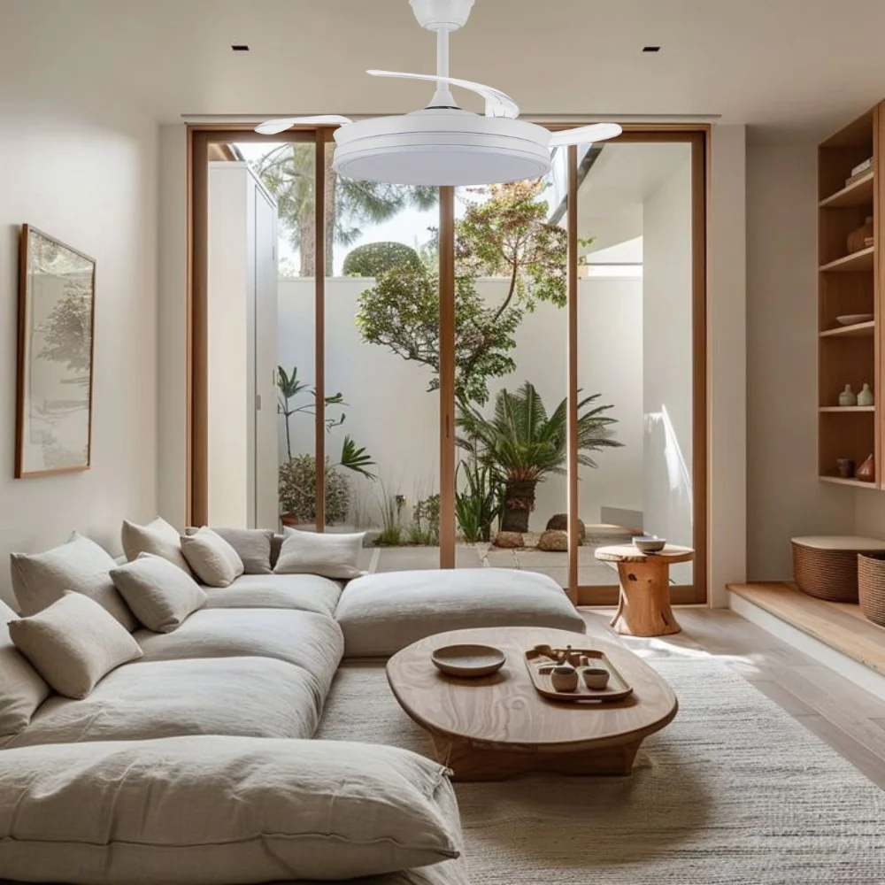 Akunadecor BEST SELLER محرك بتيار مستمر 6 سرعات (3 تشطيبات) تقنية LED 72 وات نظام CCT 7920 لومن مؤقت تحكم عن بعد ضوء لون عاكس محرك ذاكرة صامت للغاية للصيف/الشتاء.