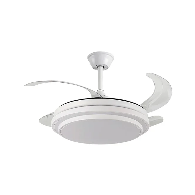 Ventilatore da soffitto MINI SELENE con motore DC e pale pieghevoli con luce LED MEMORY da 24 W e dimmerabile con intensità DIMMER (luce notturna) - Marchio BEL AIR HOME - Silenzioso ed efficiente -