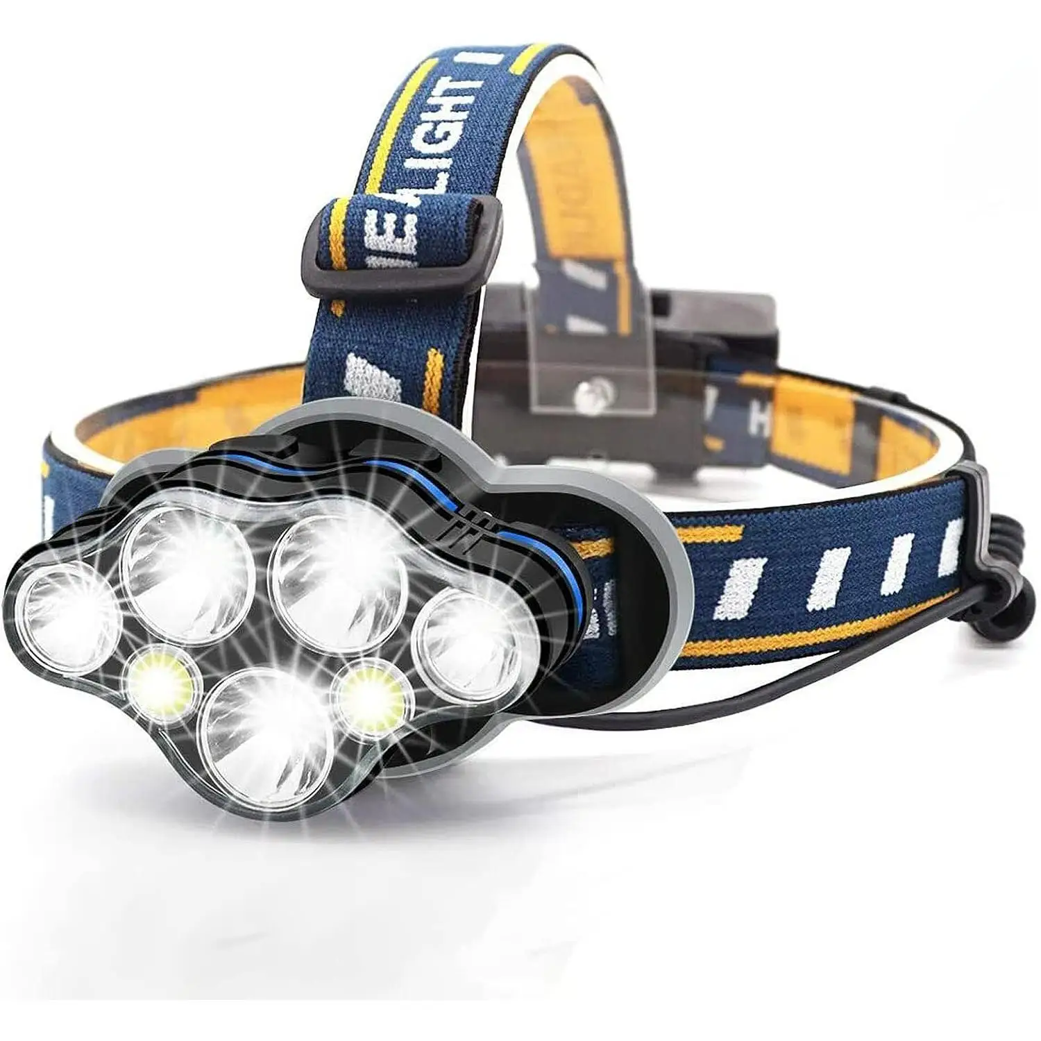 Euroxanty Linterna Frontal Led Recargable Alta Potencia Camping Pesca Ciclismo Carrera Caza Deportes 7LED