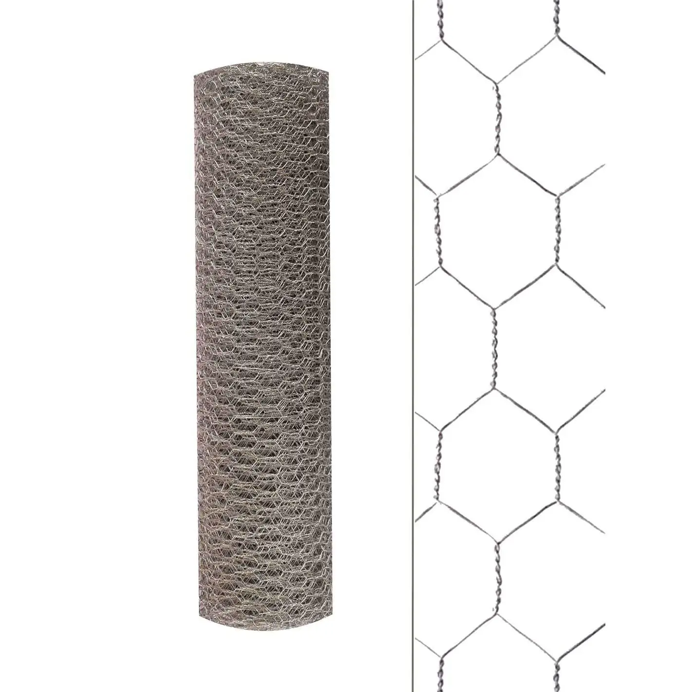 JARDIN202 - Malla Metálica Hexagonal – Rollo Alambre Multiusos Galvanizado Plata