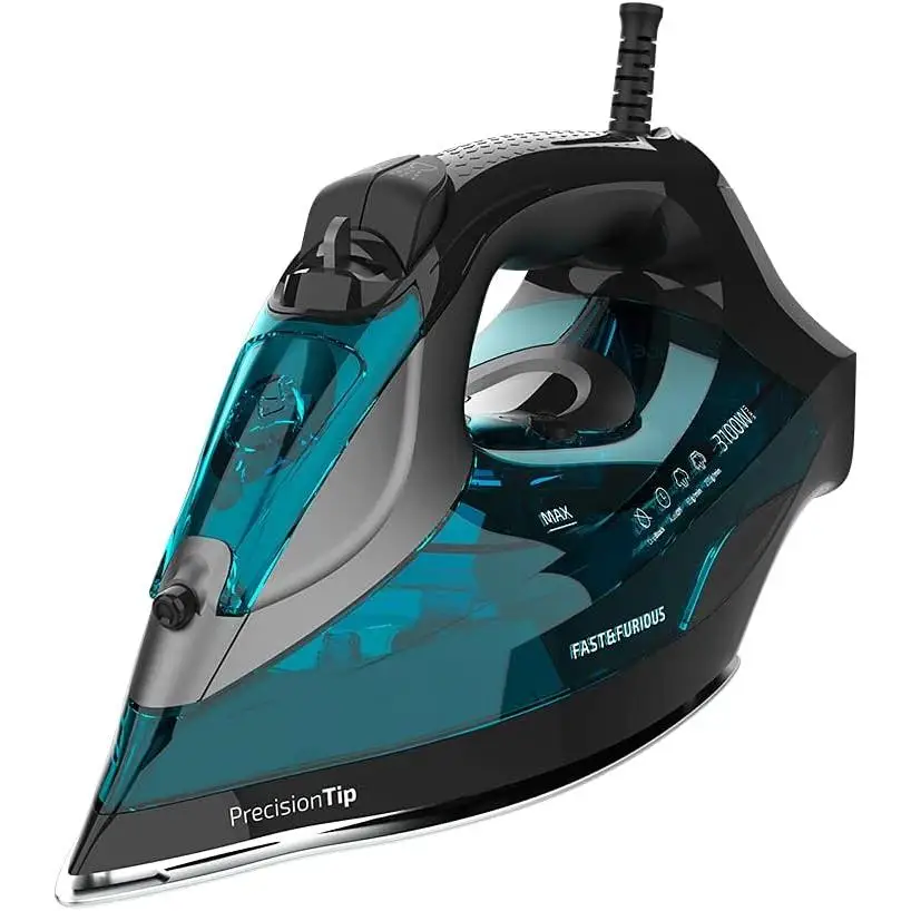 Cecotec Fast&Furious 5055 Pro Ferro da Stiro a Vapore. 3100 W, Piastra in Ceramica, TurboSlide, 5 Livelli di Temperatura, Getto di Vapore 255 g/min