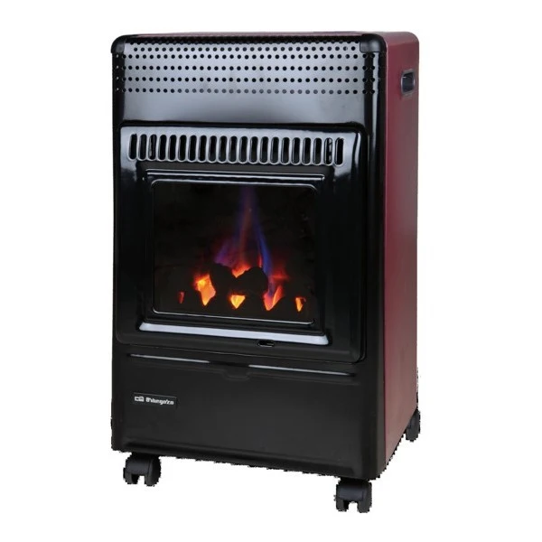 ESTUFA GAS PROPANO / BUTANO CERÁMICA 3500W COLOCACIÓN SUELO ORBEGOZO HBF 95 | EFECTO FUEGO, LLAMA AZUL, MICA, HASTA 30 M², NEGRO, BURDEOS