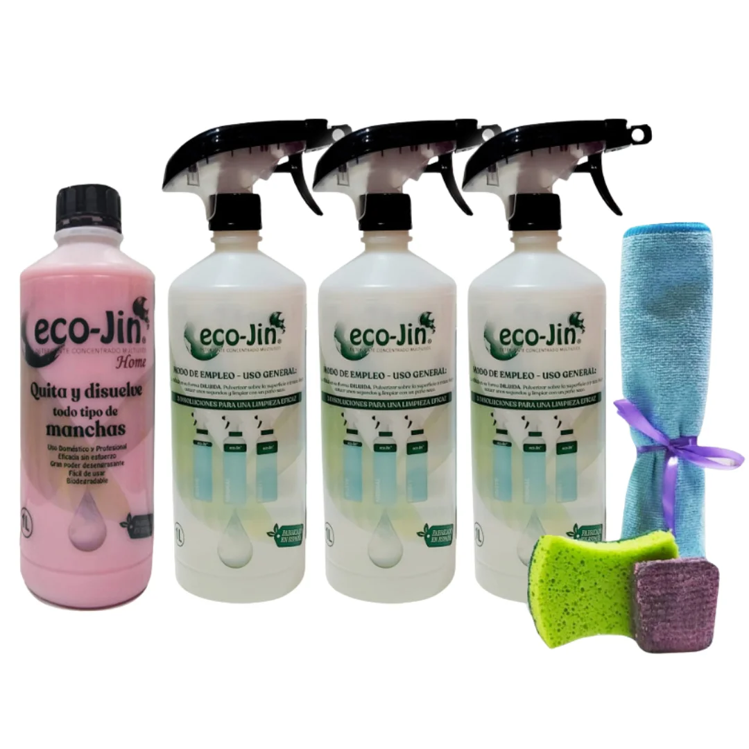 Pink HOME ECOJIN Starter pack + 3 Laboncler Diffusers-Cleaning Set for HOME. Scrubber, degreaser. Clean without toxic. Take care of your health and home. For all surfaces. Eco jin. Cleaner shines