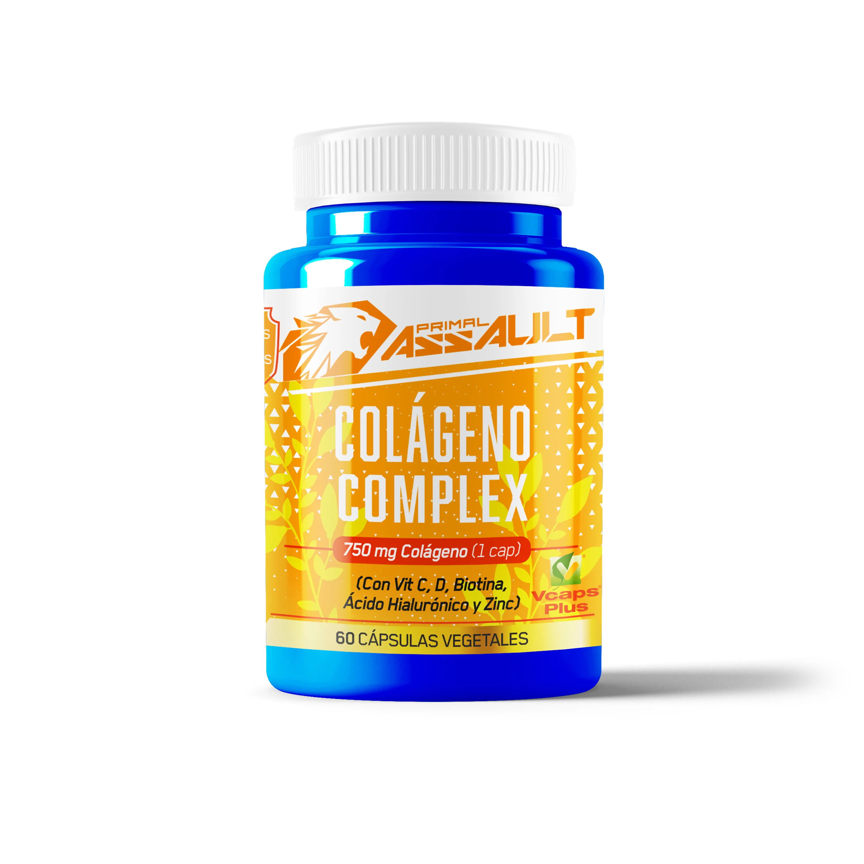 PRIMAL ASSAULT | Colágeno Ácido Hialurónico - Hidrolizado + Biotina + Q10 - Piel Cartílago - Vit C D B12 y Zinc - Collagen Complex - 60 Cápsulas