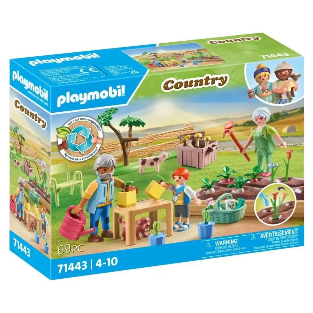 Huerto con abuelos Playmobil (71443) con figura de cerdo Country