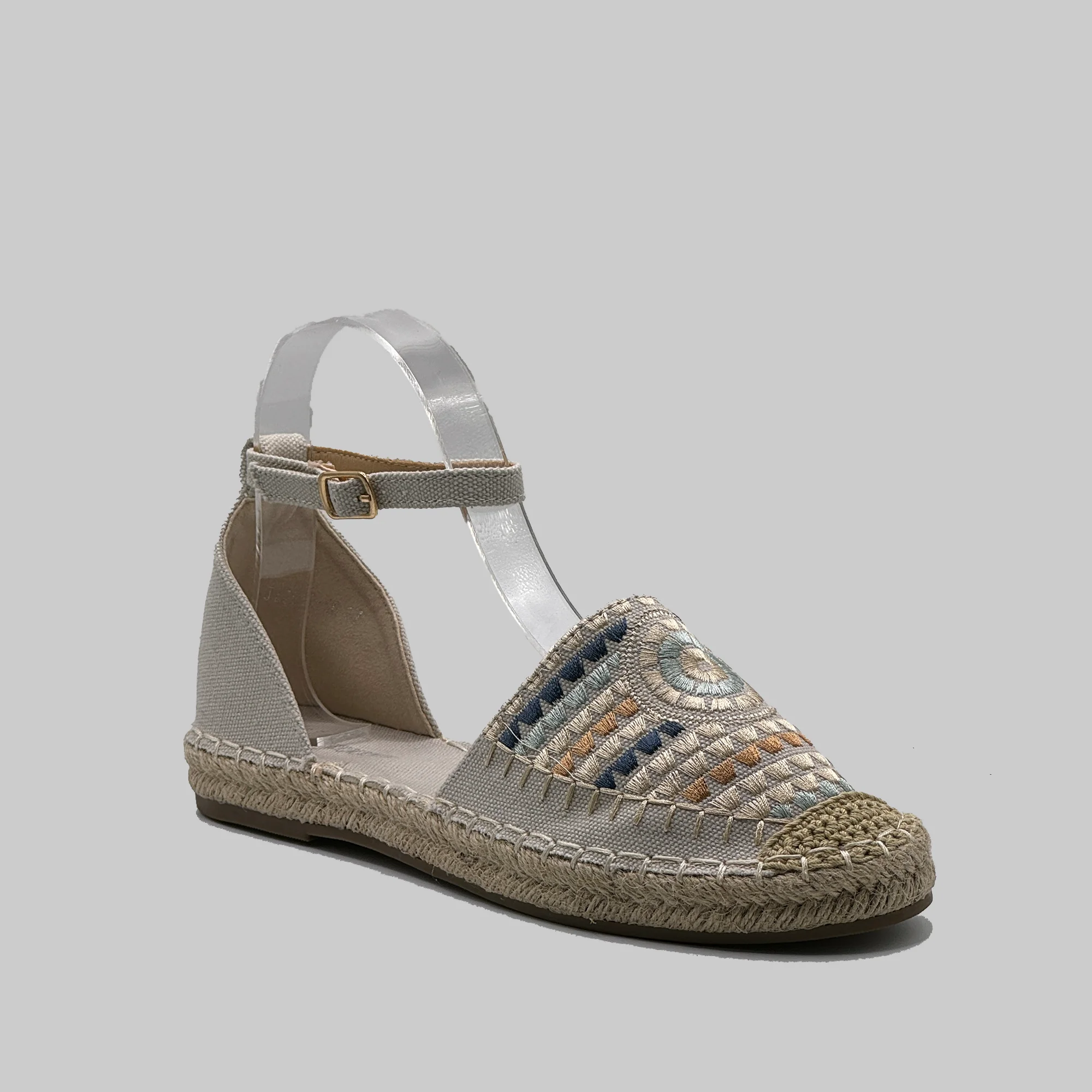 JZ Hermanos Sandalias alpargatas planas con tira tobillera y diseño para mujer