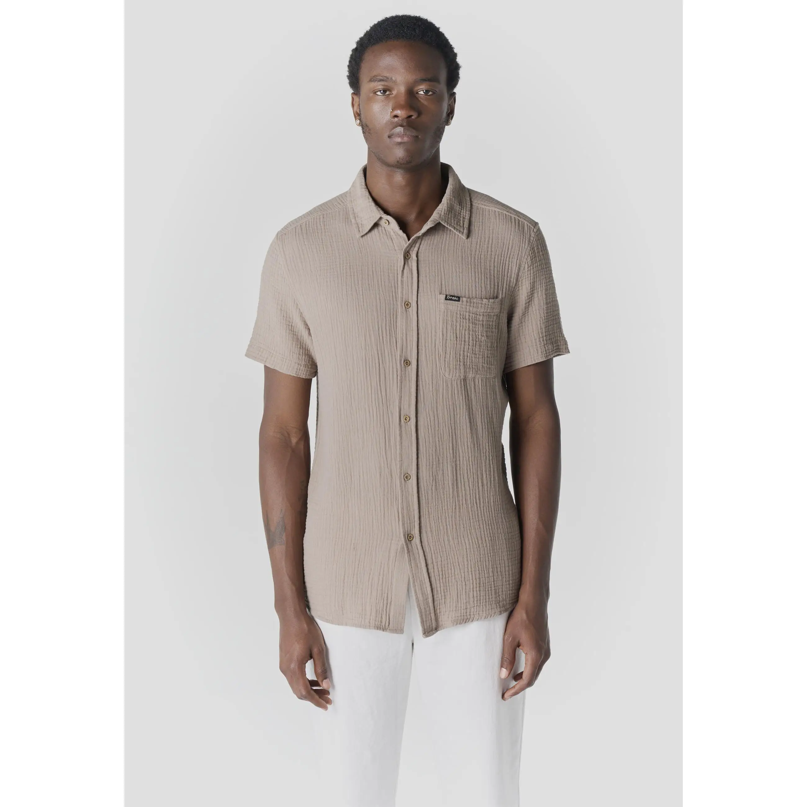 Koroshi Camisa Hombre Manga Corta Casual Relaxed Algodón Texturizado – Koroshi 2611CC59