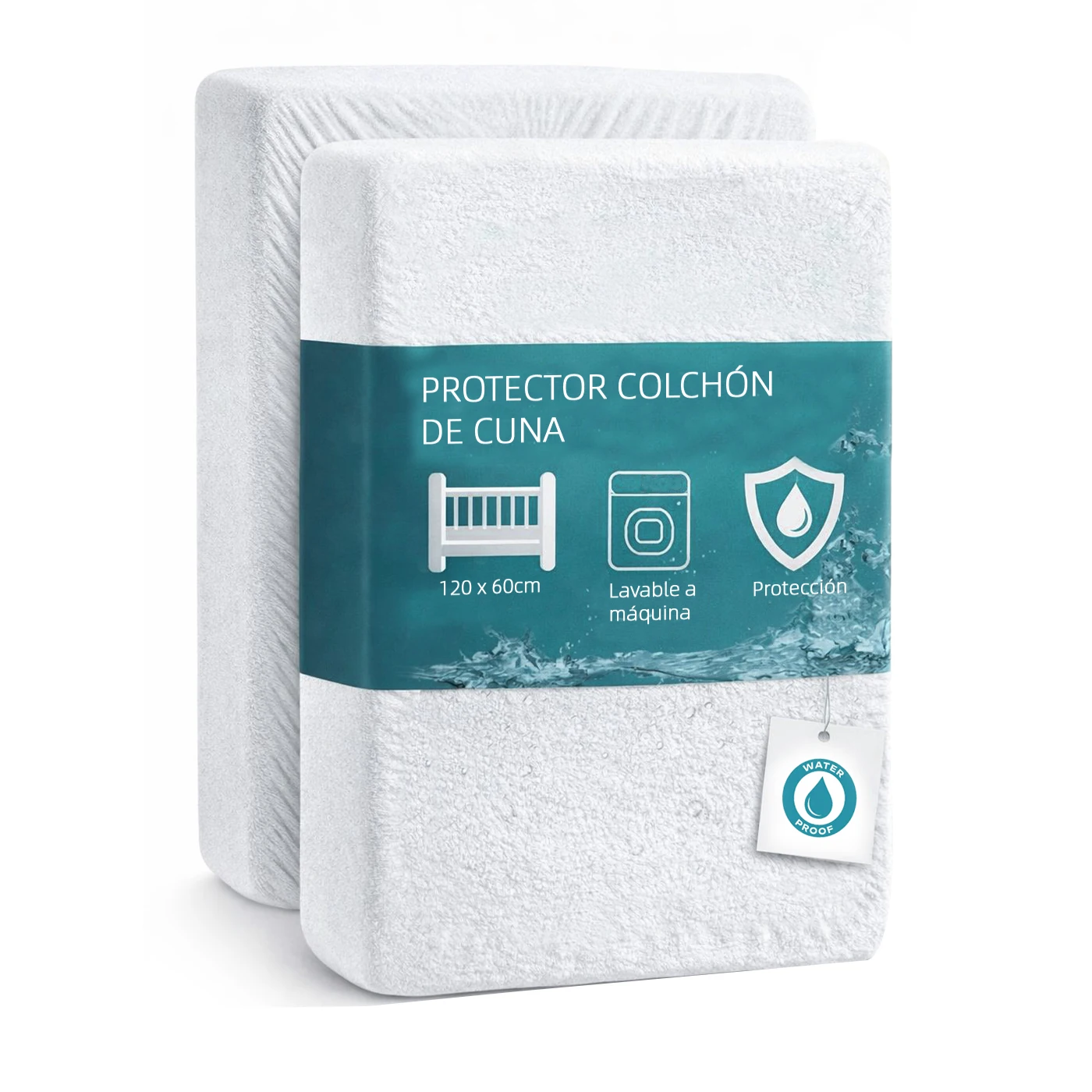 Protector de Colchón para Cuna 60x120cm, Protector Impermeable y Transpirable, Cubre Colchón Ajustable, Absorbente y Anti ácaros.