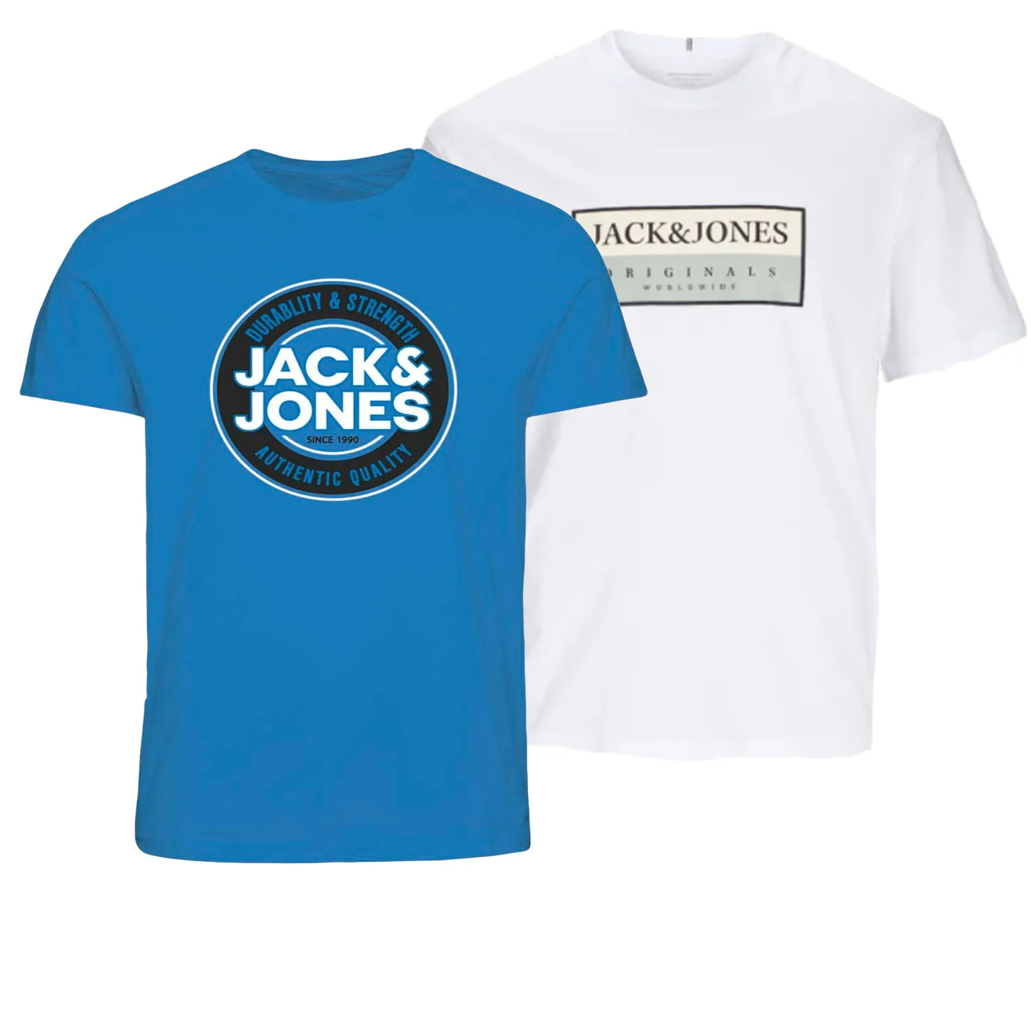 Jack & Jones Hombre Pack 2 Camisetas de Algodón de 160 grs Logo estampado , suaves ,Moda Casual Informal REF 12262492-12274813